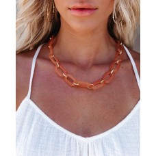 Lucite Link Necklace - Orange