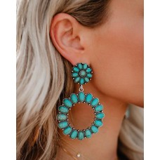 Indio Valley Statement Earrings - Silver/Turquoise