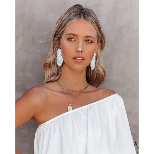 City Lights Beaded Statement Earrings - White