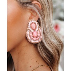 City Lights Beaded Statement Earrings - Pink