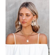 Fly Away Beaded Statement Earrings - White