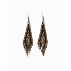 Djuna Beaded Fringe Earrings - Bronze