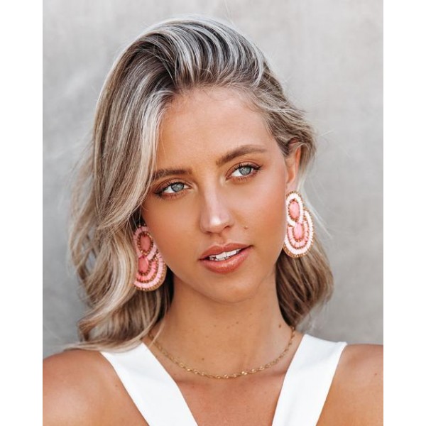 City Lights Beaded Statement Earrings - Pink