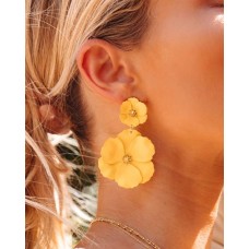 Hibiscus Statement Earrings - Yellow