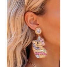 Unicorn Beaded Statement Earrings