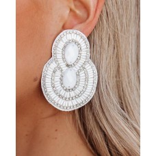 City Lights Beaded Statement Earrings - White