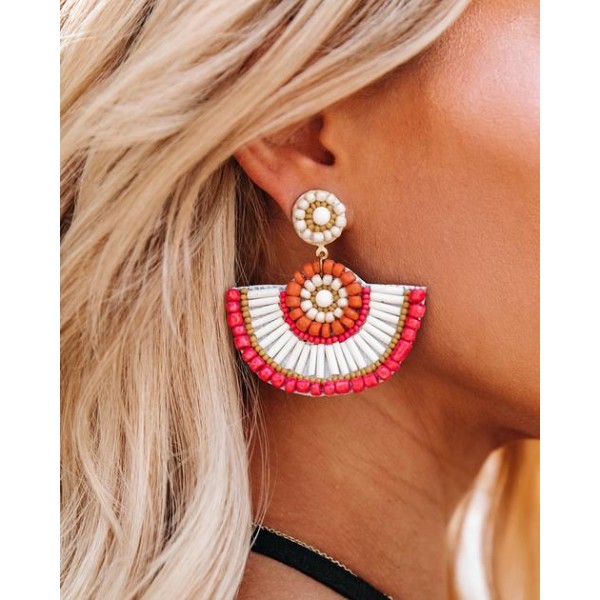 Fiza Beaded Fan Statement Earrings